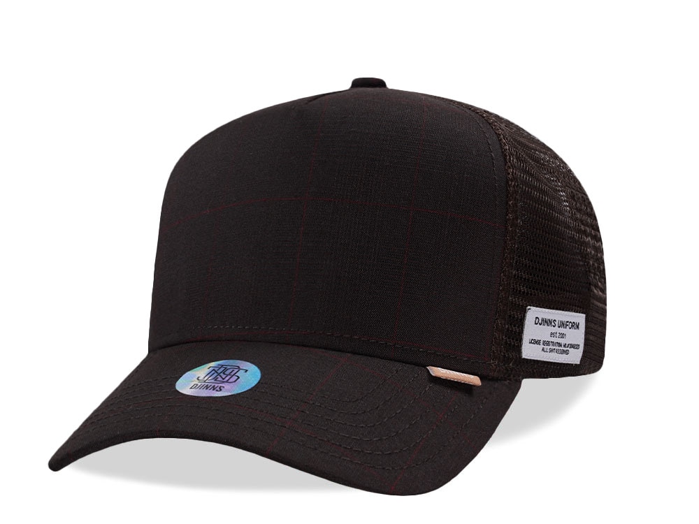 Djinns Glencheck Brown Trucker Snapback Gorra