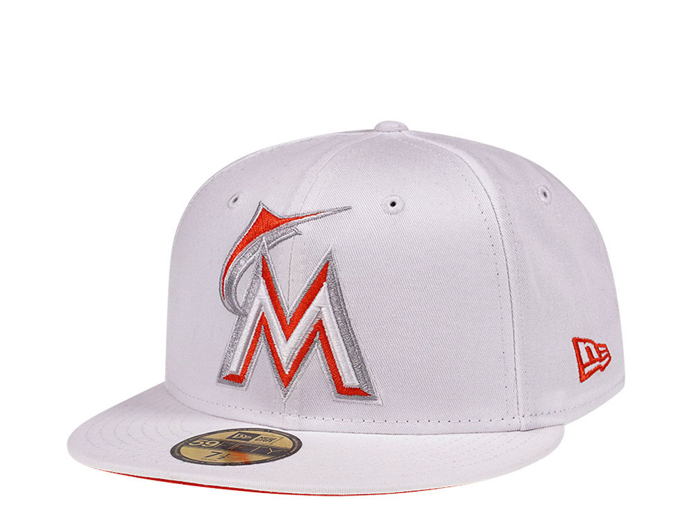 New Era Miami Marlins White Orange Pop Edition 59Fifty Fitted Gorra