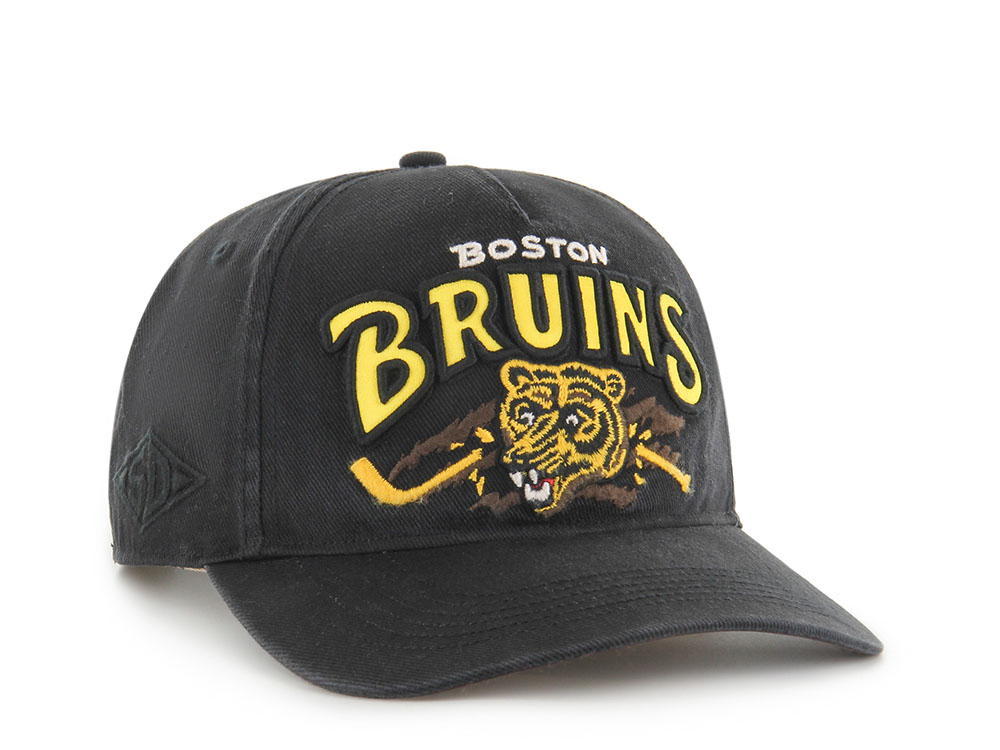 47Brand Boston Bruins Vintage Black Charlton Edition Hitch Snapback Gorra