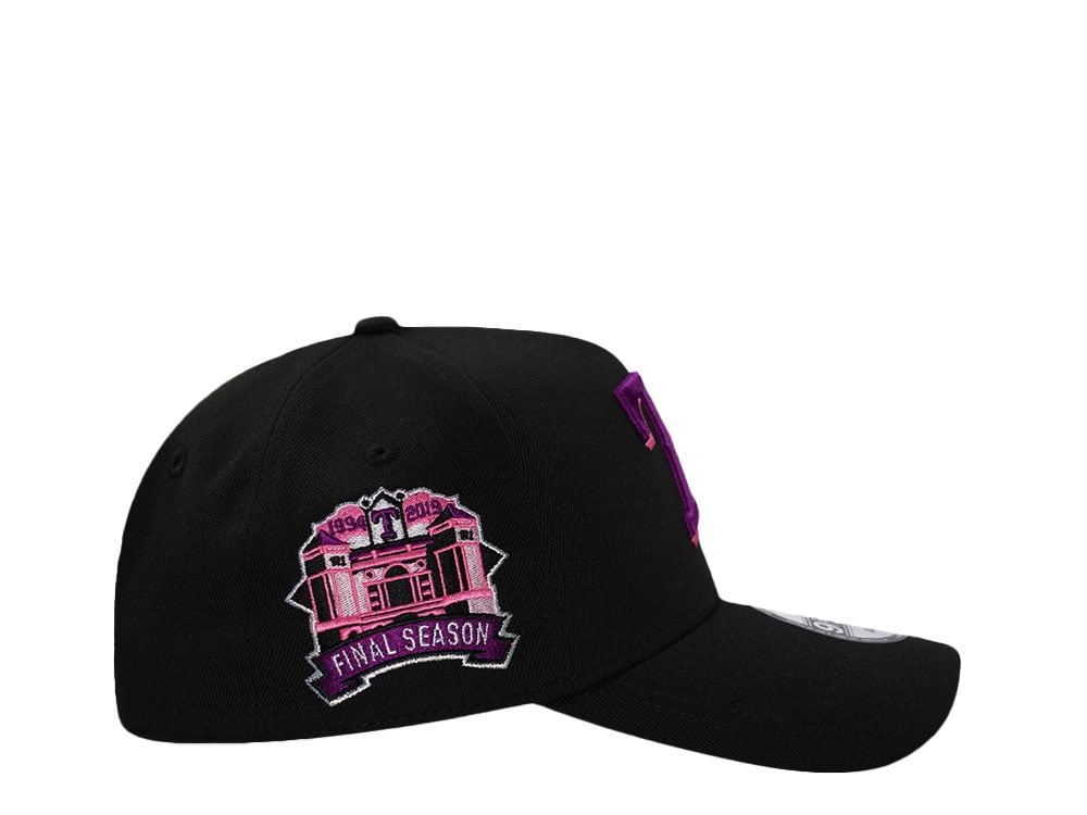 New Era Texas Rangers Final Season Magenta Black Prime Edition 9Forty A Frame Snapback Gorra