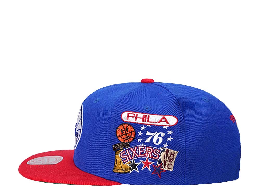 Mitchell & Ness Philadelphia 76ers Patch Overload Hardwood Classic Snapback Gorra