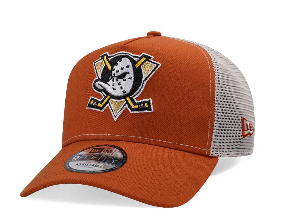 New Era Anaheim Ducks Classic Rust Trucker Edition 9Forty A Frame Snapback Gorra