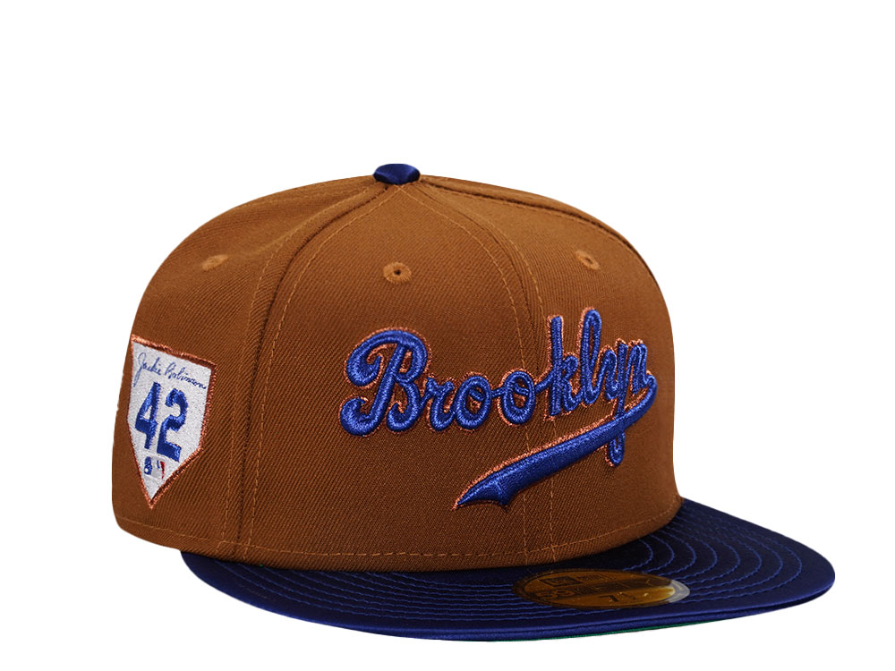 New Era Brooklyn Dodgers Jackie Robinson Bourbon Satin Brim Edition 59Fifty Fitted Gorra