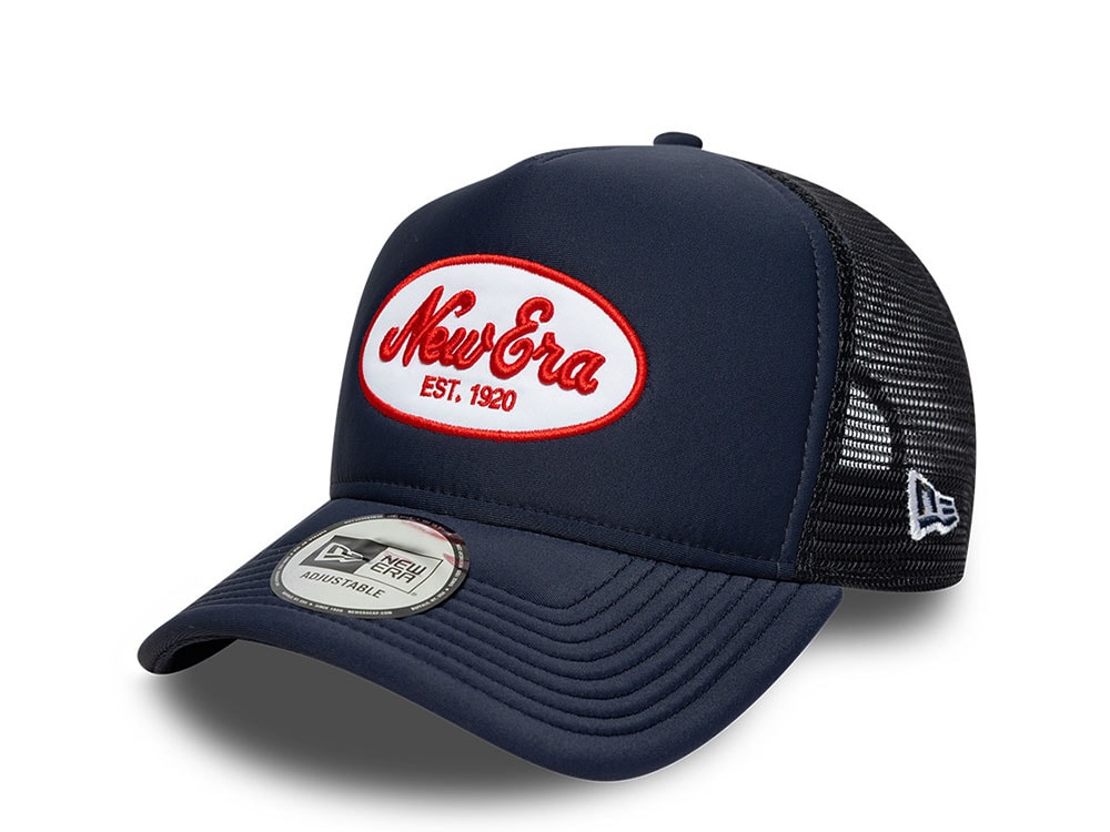 New Era Oval Foam Patch Navy 9Forty A Frame Trucker Snapback Gorra
