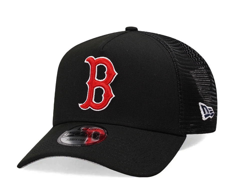 New Era Boston Red Sox Black Trucker A Frame 9Forty Snapback Gorra