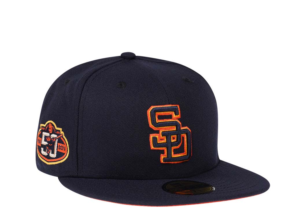 New Era San Diego Padres 50th Anniversary Navy Orange Pop Edition 59Fifty Fitted Gorra