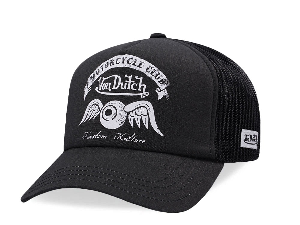 Von Dutch Motorcycle Club Screen Print Dark Gray Trucker Snapback Gorra