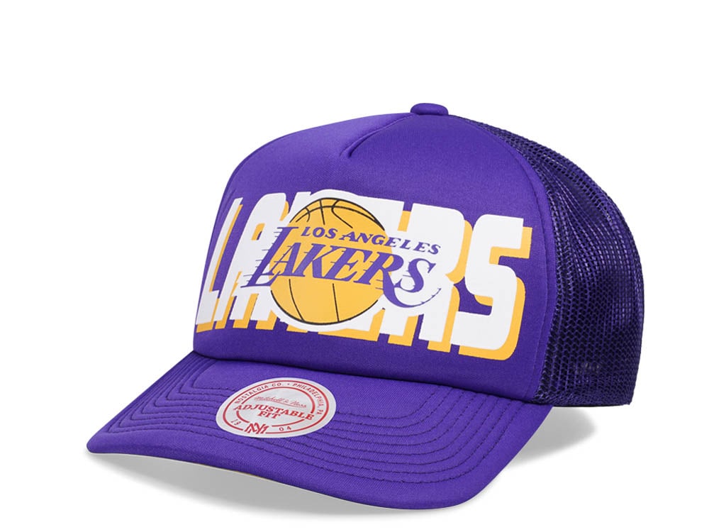 Mitchell & Ness Los Angeles Lakers Purple Billboard Trucker Snapback Gorra