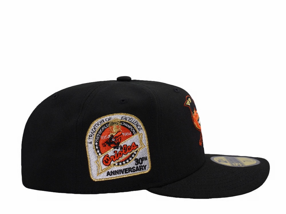 New Era Baltimore Orioles 30th Anniversary Black Prime Edition 59Fifty Pre Curved Fitted Gorra