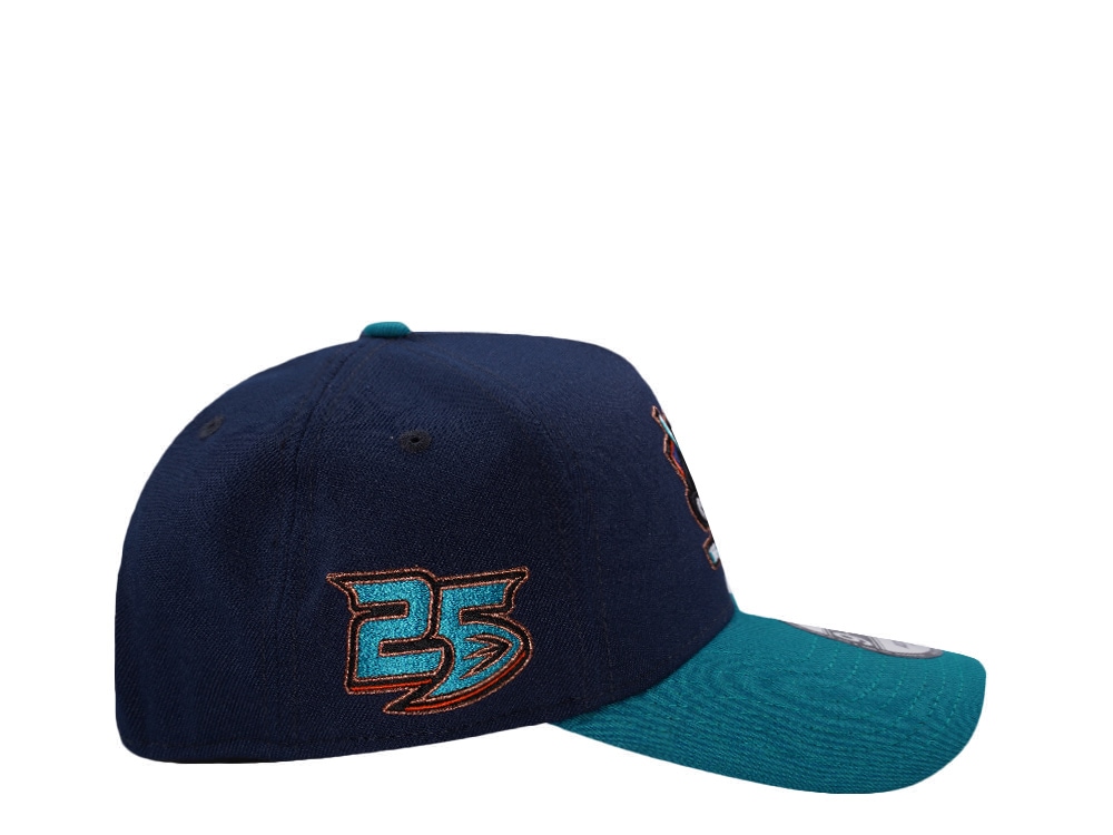 New Era Anaheim Ducks 25th Anniversary Ocean Blue Two Tone Edition 9Forty A Frame Snapback Gorra