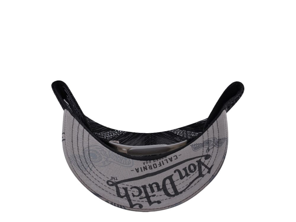 Von Dutch Oval Patch Gray Script Edition Trucker Snapback Gorra