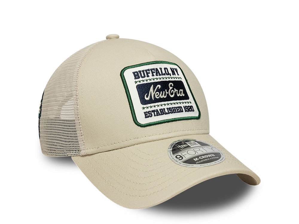 New Era Multi Patch Beige 9Forty M Crown A Frame Snapback Gorra