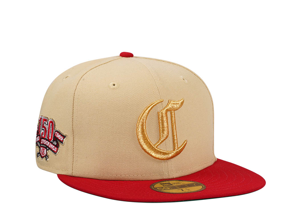 New Era Cincinnati Reds 150th Anniversary Vegas Gold Two Tone Edition 59Fifty Fitted Gorra