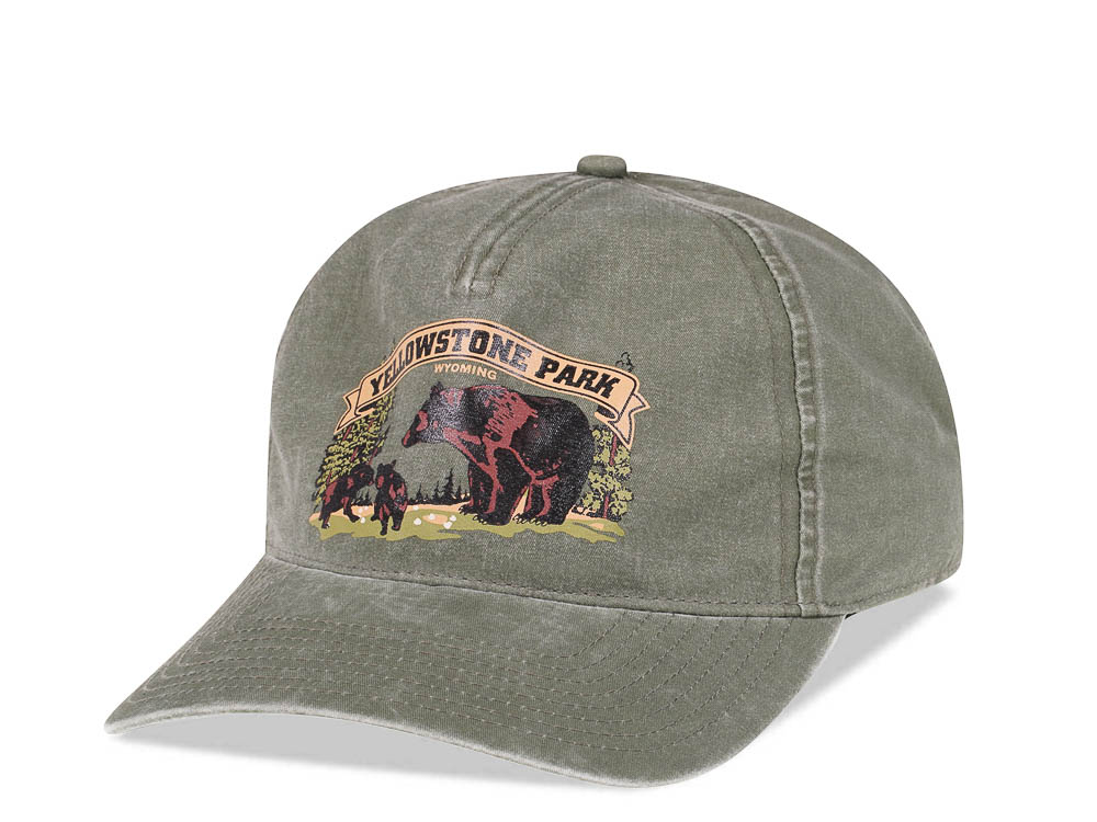 American Needle Yellowstone Park Olive Vintage Casual Snapback Gorra