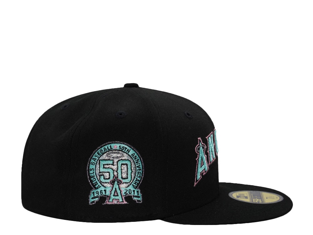 New Era Anaheim Angels 50th Anniversary Mint Black Prime Edition 59Fifty Fitted Gorra