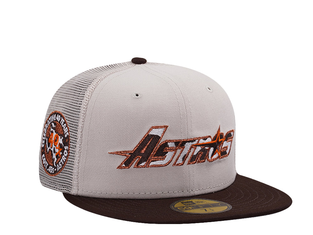 New Era Houston Astros 40th Anniversary Stone Two Tone Edition 59Fifty Trucker Fitted Gorra