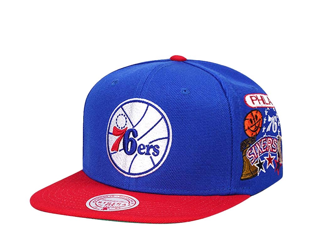 Mitchell & Ness Philadelphia 76ers Patch Overload Hardwood Classic Snapback Gorra