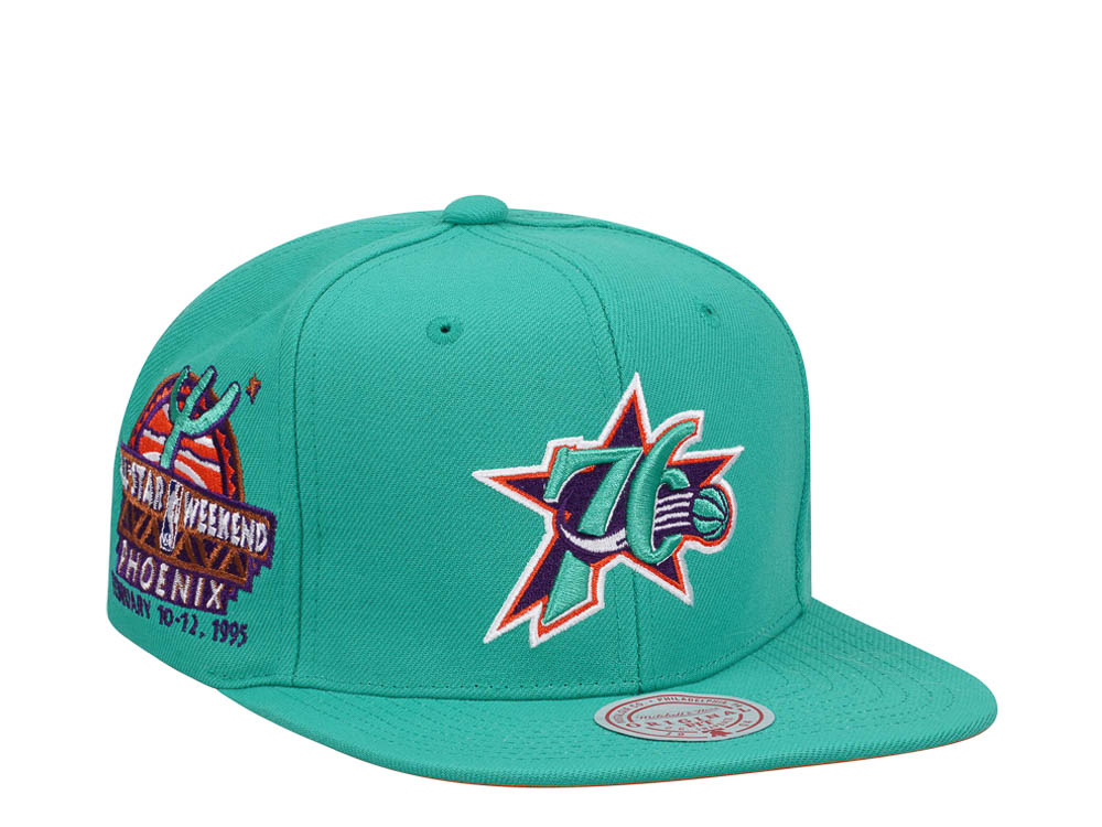 Mitchell & Ness Philadelphia 76ers Desert Green Hardwood Classic All Star Weekend Snapback Gorra
