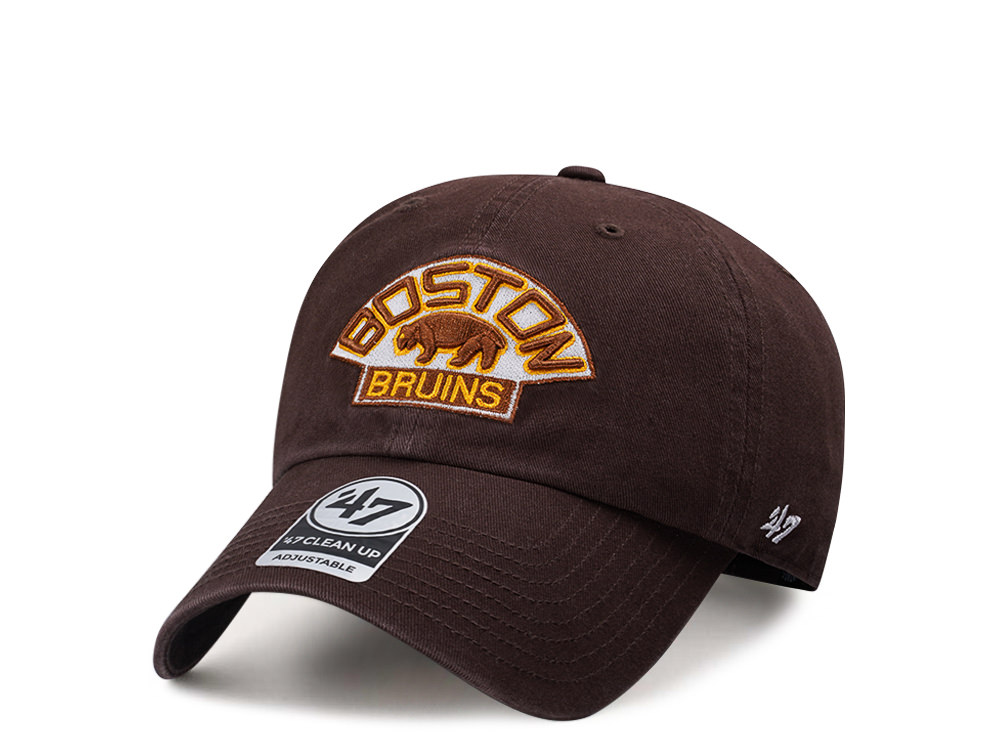 47Brand Boston Bruins Vintage Brown Clean up Strapback Gorra