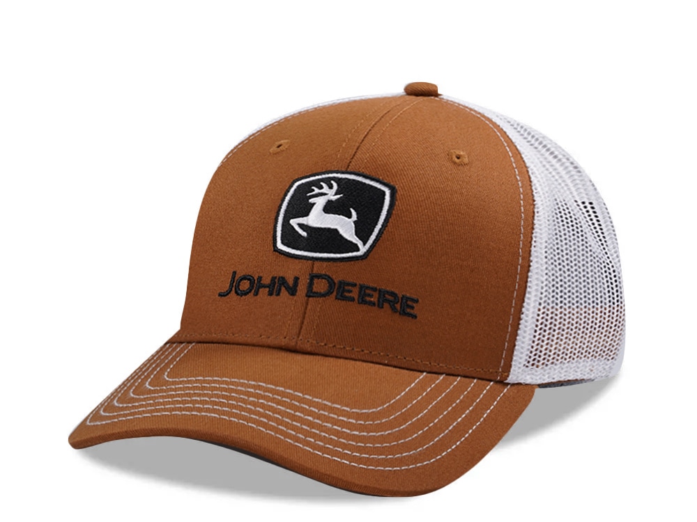 John Deere Logo Brown Trucker Snapback Gorra