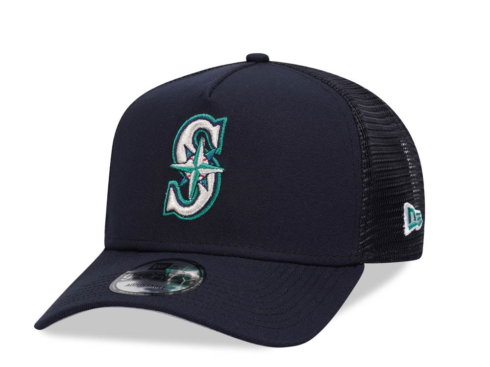 New Era Seattle Mariners Navy Classic 9Forty A Frame Trucker Snapback Gorra