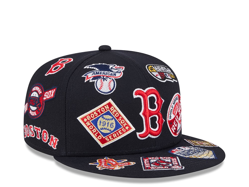 New Era Boston Red Sox All Over Navy Red 59Fifty Fitted Gorra