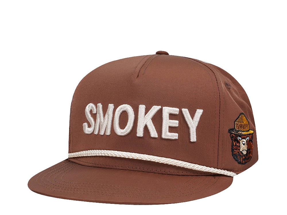 American Needle Smokey Bear Traveler Brown Casual Snapback Gorra