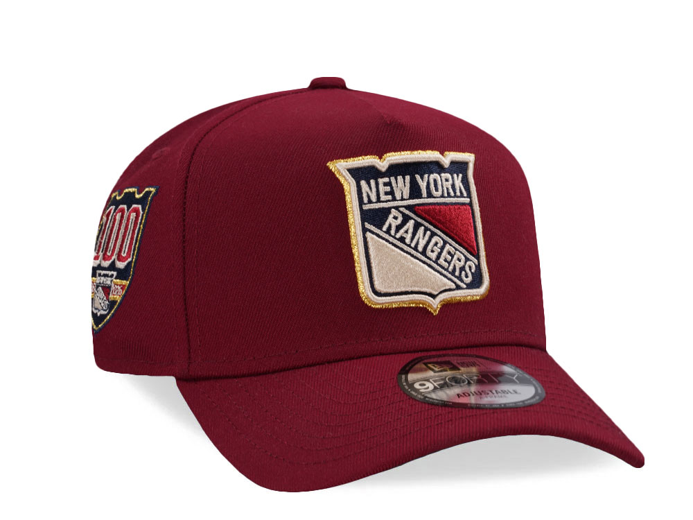 New Era New York Rangers 100th Anniversary Cardinal Red Prime Edition 9Forty A Frame Snapback Gorra