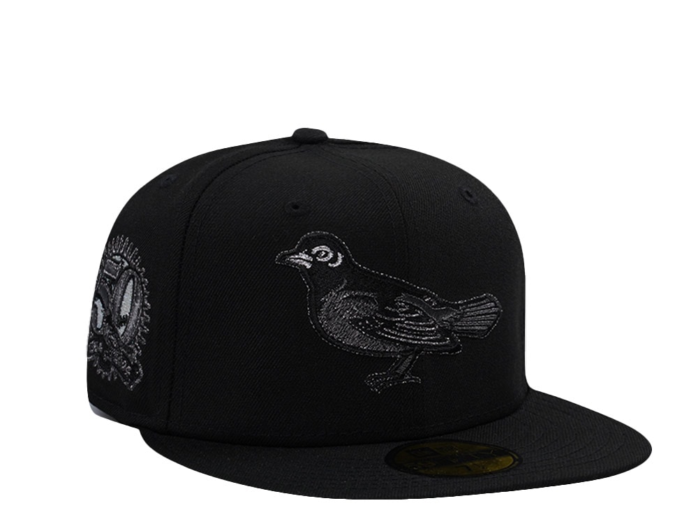 New Era Baltimore Orioles 50th Anniversary Black on Black Prime Edition 59Fifty Fitted Gorra