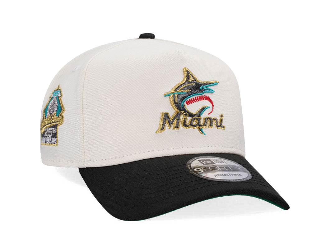 New Era Miami Marlins 25th Anniversary Chrome Gold Two Tone Edition 9Forty A Frame Snapback Gorra