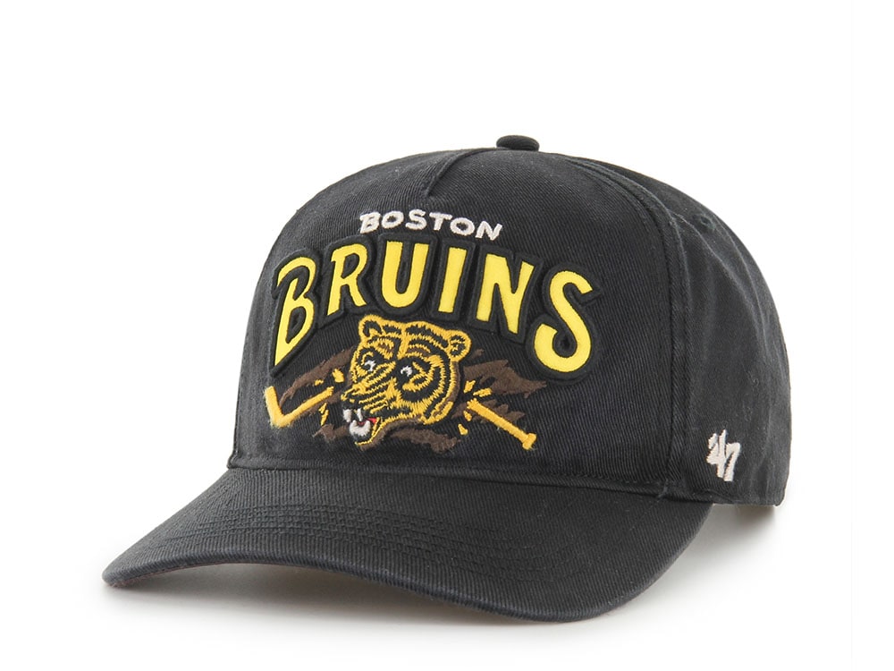 47Brand Boston Bruins Vintage Black Charlton Edition Hitch Snapback Gorra
