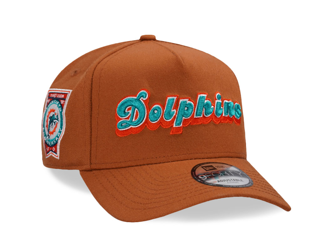 New Era Miami Dolphins 30th Anniversary Earth Brown Edition 9Forty A Frame Snapback Gorra