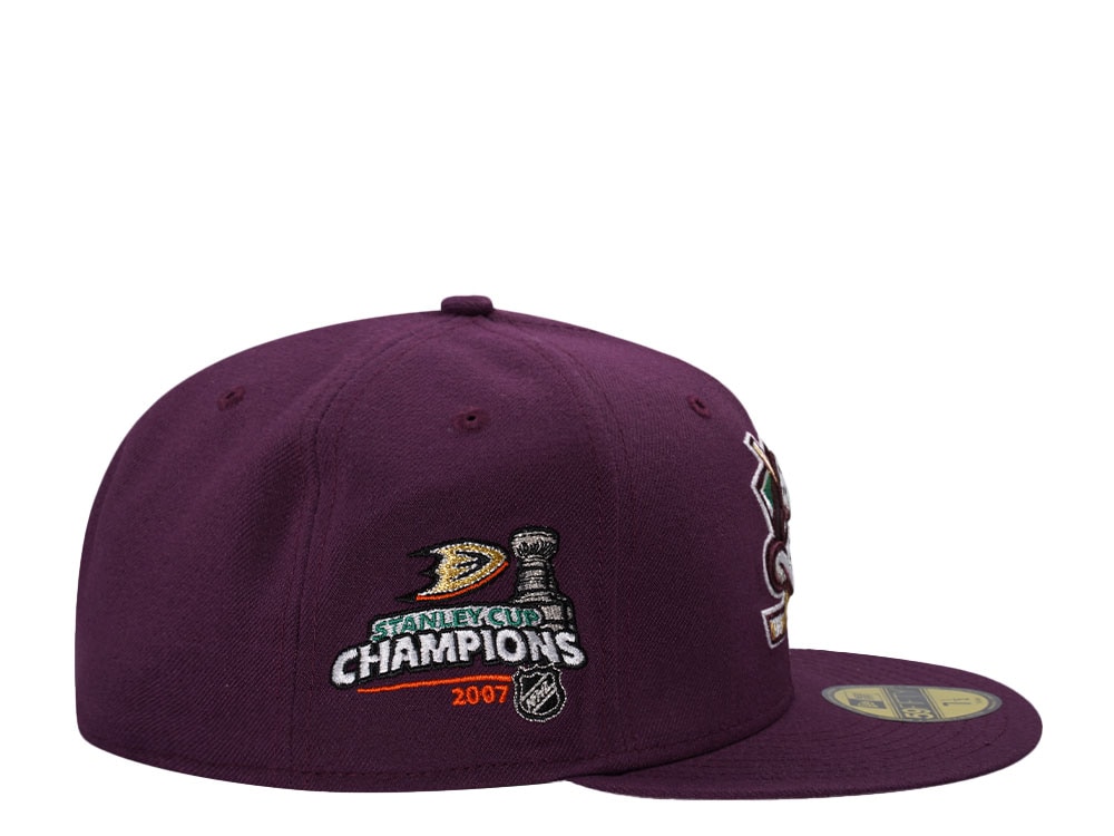 New Era Anaheim Ducks Stanley Cup Champs 2007 Plum Prime Edition 59Fifty Fitted Gorra