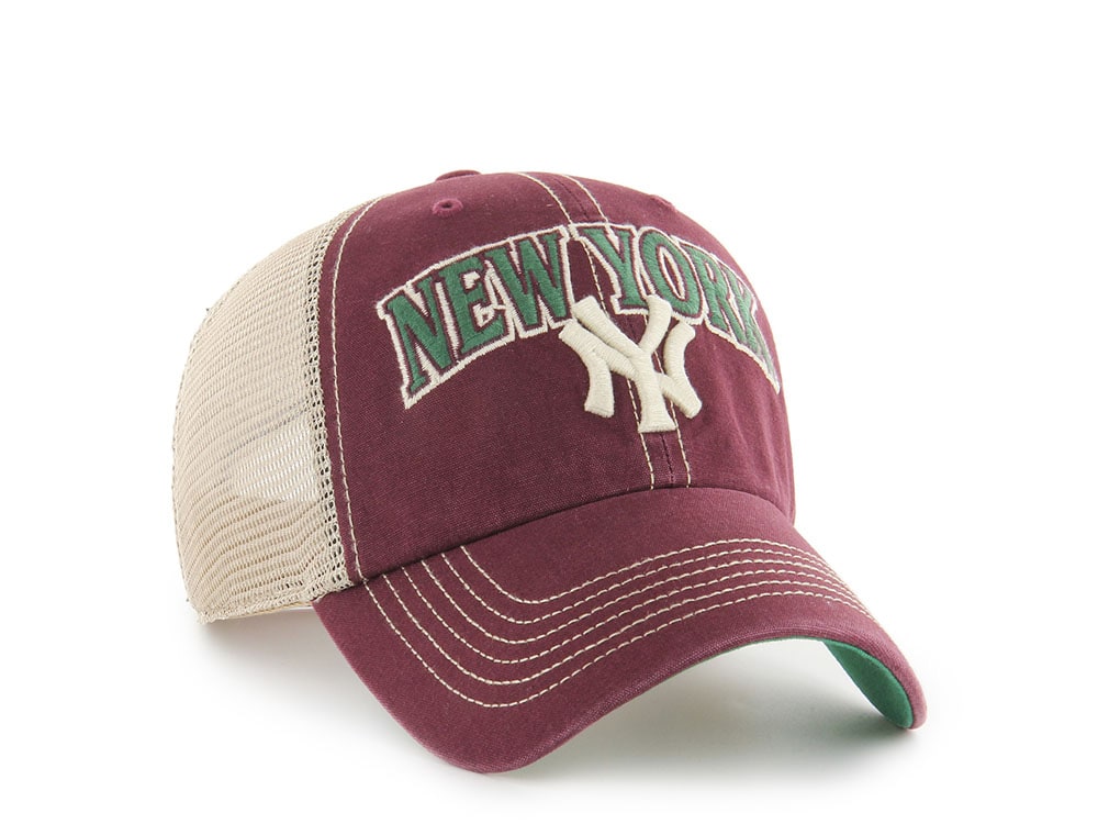 47Brand New York Yankees Dark Maroon Tuscaloosa Edition Trucker Clean Up Snapback Gorra