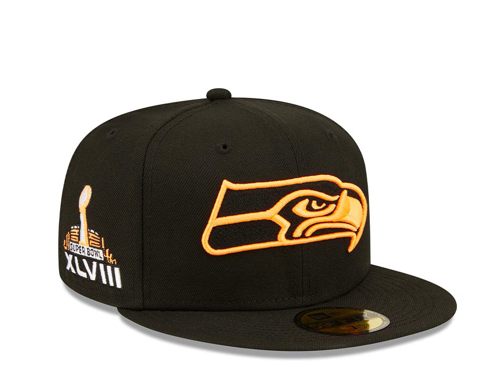 New Era Seattle Seahawks Super Bowl XLVIII Black Summerpop Edition 59Fifty Fitted Gorra