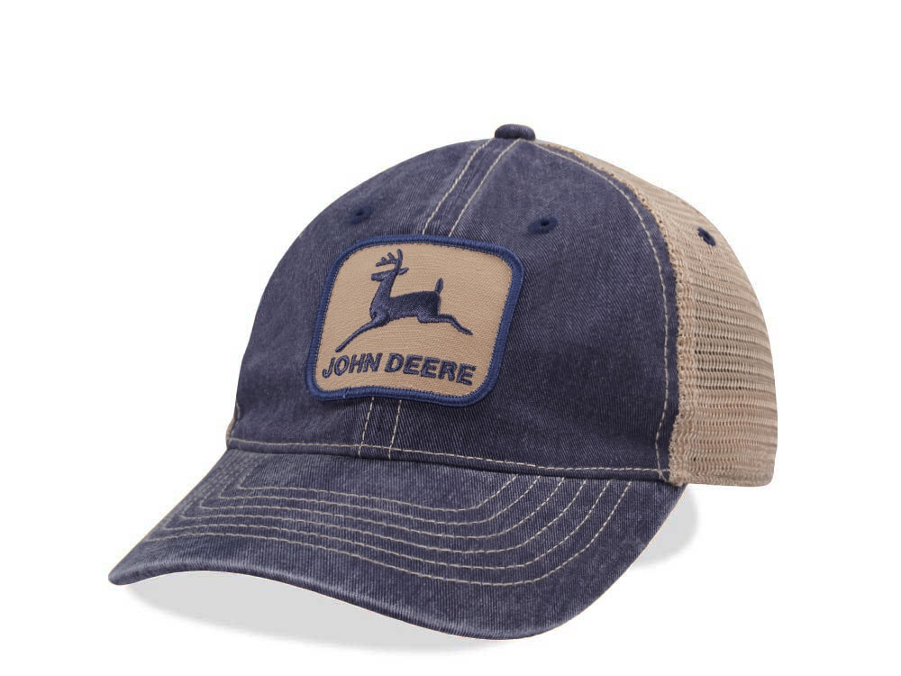 John Deere Logo Navy Trucker Strapback Gorra