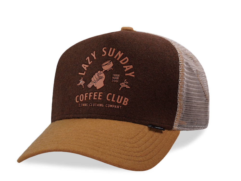 Djinns HFT Lazy Sunday Coffee Club Brown Trucker Snapback Gorra