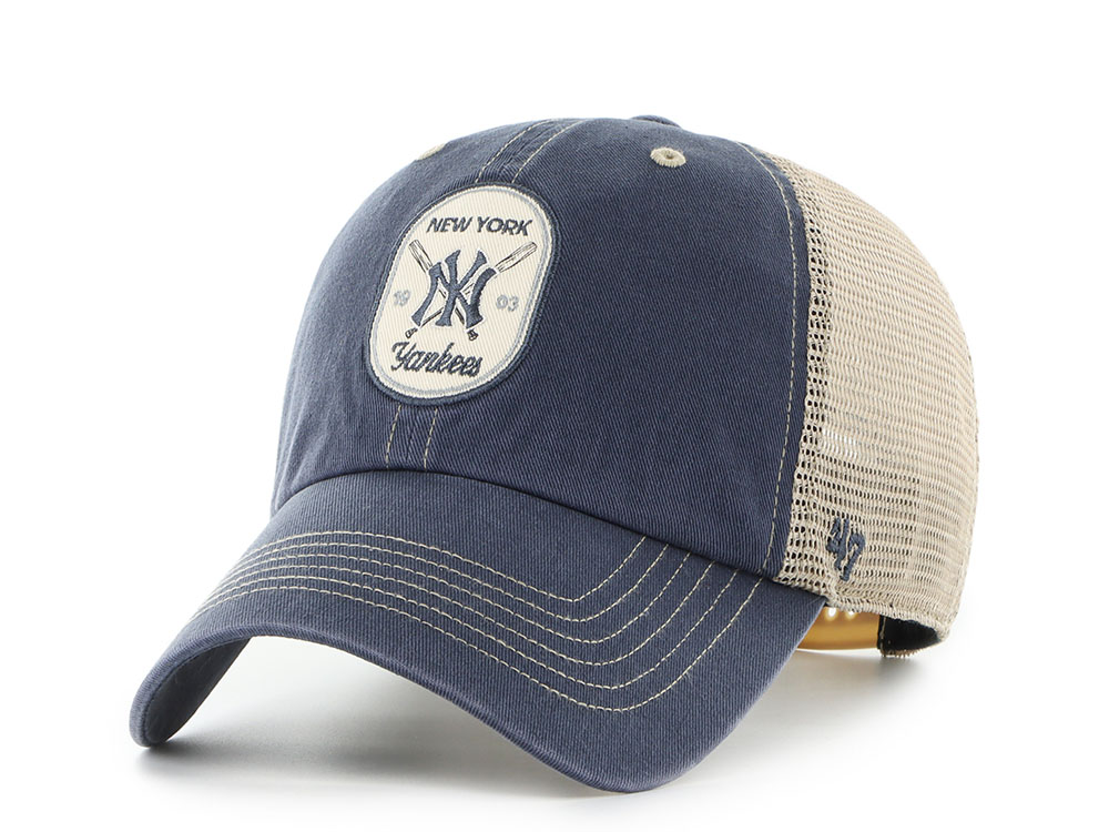 47 Brand New York Yankees Cross Patch Navy Trucker Clean Up Snapback Gorra