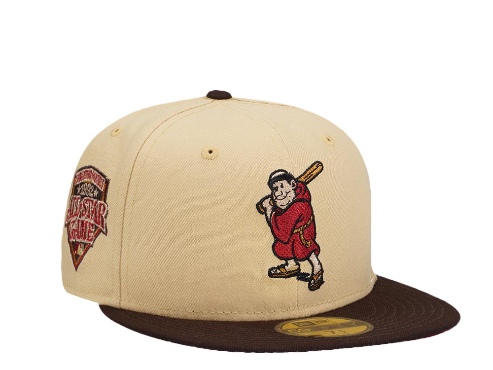 New Era San Diego Padres All Star Game 1992 Vegas Gold Merlot Two Tone Edition 59Fifty Fitted Gorra