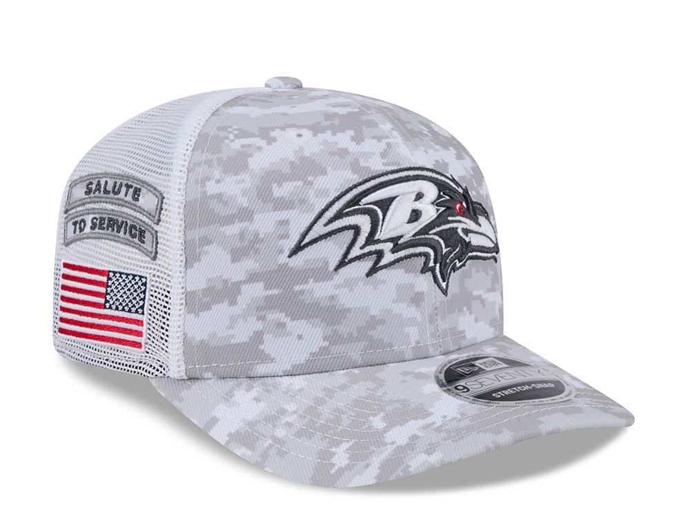 New Era Baltimore Ravens Digi Camo Salute to Service 2024 Trucker 9Seventy Snapback Gorra