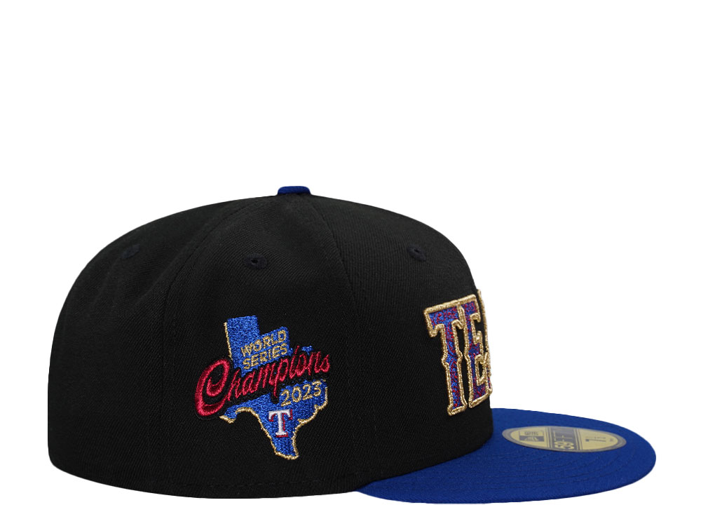 New Era Texas Rangers World Series Champions 2023 Black Prime Two Tone Edition 59Fifty Fitted Gorra