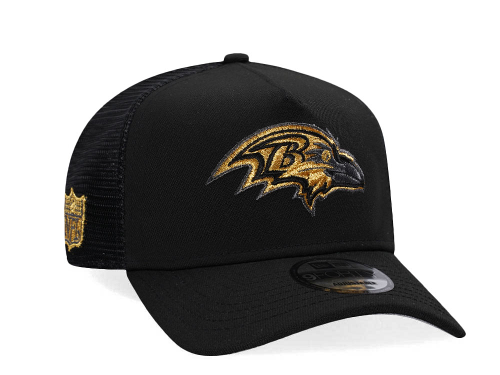New Era Baltimore Ravens Black and Gold Classic Edition Trucker A Frame 9Forty Gorra