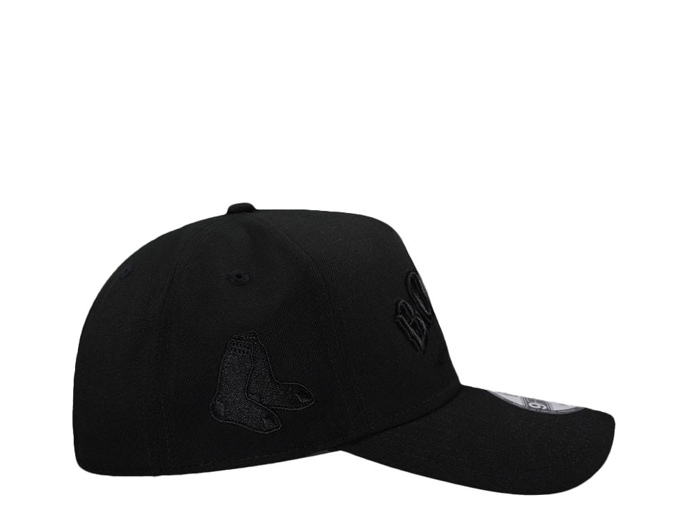 New Era Boston Red Sox Black On Black 9Forty A Frame Snapback Gorra