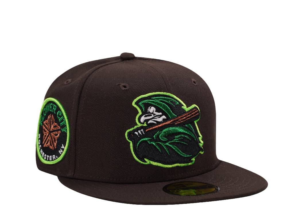 New Era Rochester Red Wings Flower City Burnt Wood Glow in the Dark Horror Edition 59Fifty Fitted Gorra