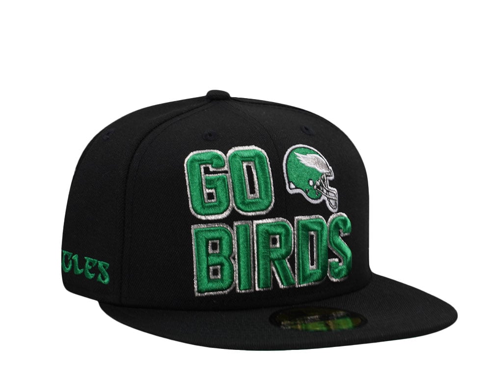New Era Philadelphia Eagles GO EAGLES Black Throwback Edition 59Fifty Fitted Gorra