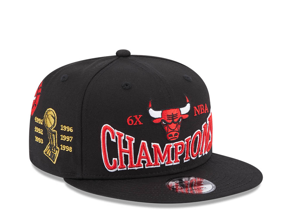 New Era Chicago Bulls 6x NBA Champions Black 9Fifty Snapback Gorra