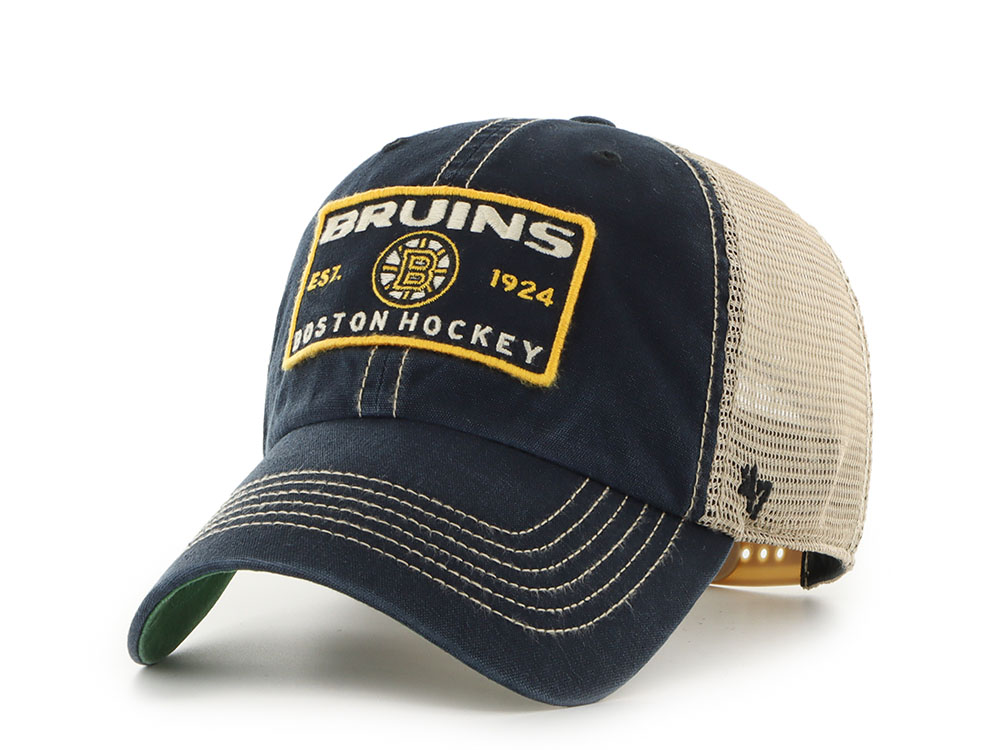 47Brand Boston Bruins Vintage Black Wabash Edition Trucker Clean Up Snapback Gorra