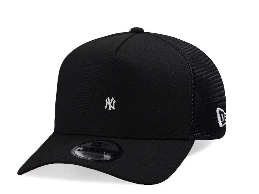 New Era New York Yankees Micro Logo Black Edition 9Forty A Frame Trucker Snapback Gorra