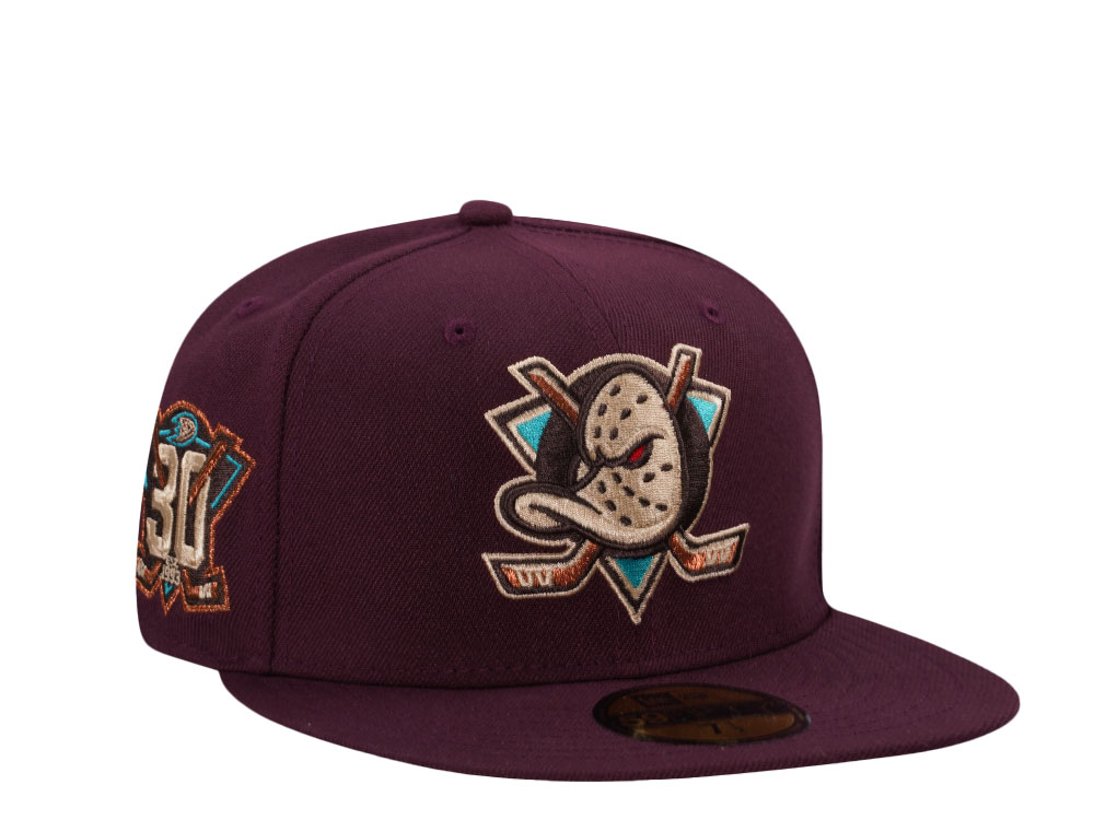 New Era Anaheim Ducks 30th Anniversary Maroon Prime Edition 59Fifty Fitted Gorra