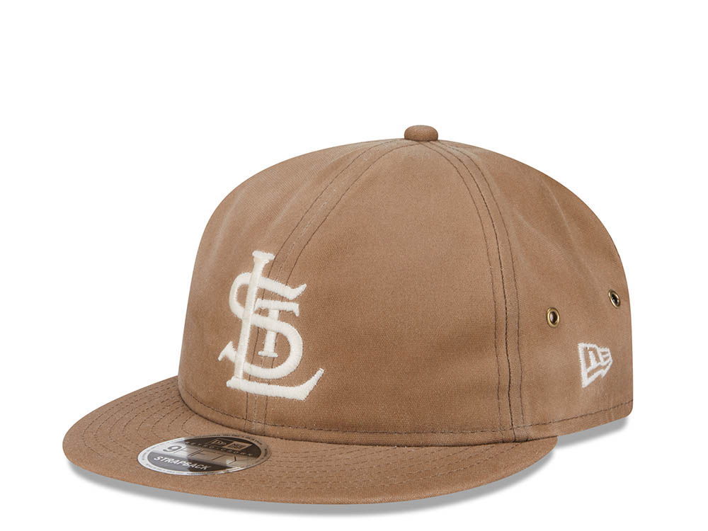 New Era St. Louis Cardinals Waxed Canvas Khaki 9Fifty Retro Crown Strapback Gorra